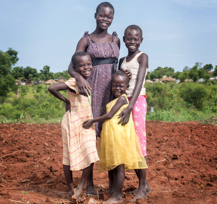 Annet Konga, still just a teenager, has been the head of her household since her parents died in 2012. In 2016, Annet and her siblings were forced to flee civil war in her native South Sudan. They are now living in the Bidi Bidi settlement in Northern Uganda. Photo by Philip Laubner/CRS.